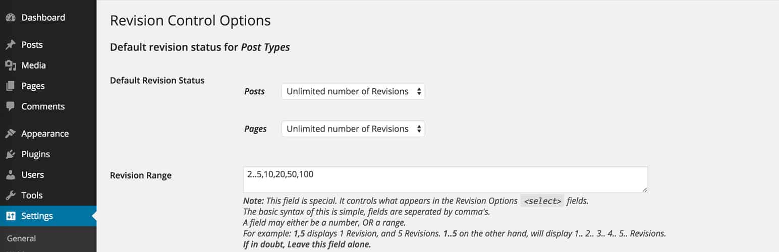 Revision Control WordPress Plugin